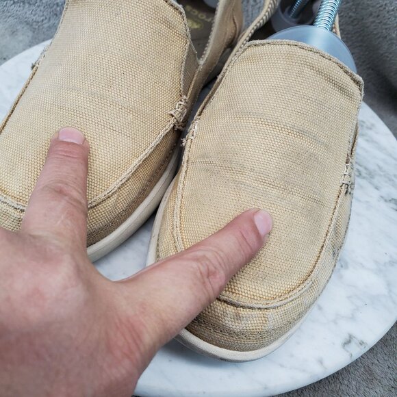 Crocs Shoes Womens Size 10 Tan Canvas Santa Cruz Slip On Loafer *Read* - Picture 4 of 14
